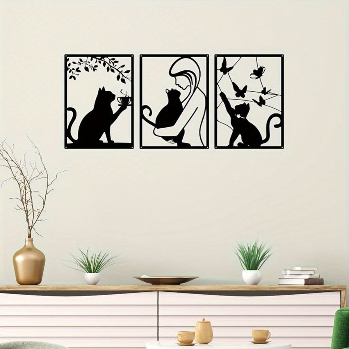 GENERICO - Cuadro Decorativo Artesanal  Gato Amoroso