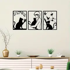 GENERICO - Cuadro Decorativo Artesanal Gato Amoroso