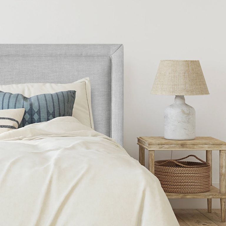 Respaldo de Cama Flat Frame Vivo Lino Gris Plata - 2 Plazas