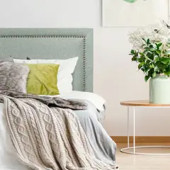 ESPACIO HOGAR - Respaldo de Cama Flat Frame Tachas Lino Verde Jeans - 2 Plazas