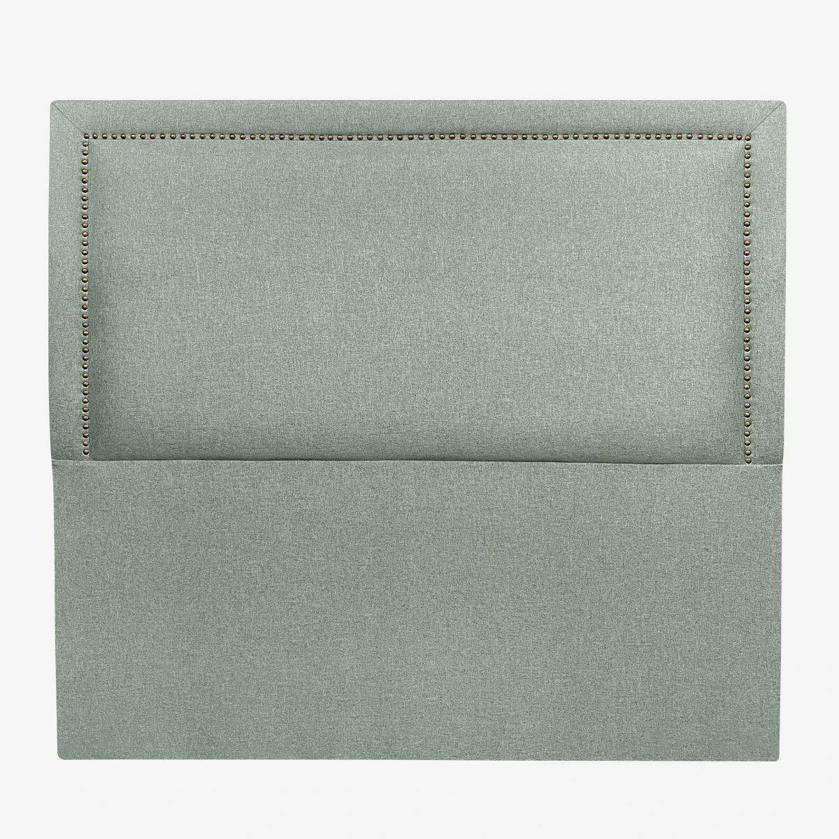 ESPACIO HOGAR - Respaldo de Cama Flat Frame Tachas Lino Verde Jeans - 2 Plazas