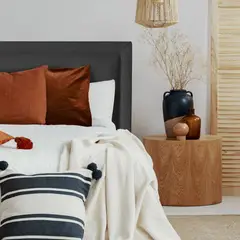 ESPACIO HOGAR - Respaldo de Cama Flat Frame Vivo Lino Grafito 2 Plazas