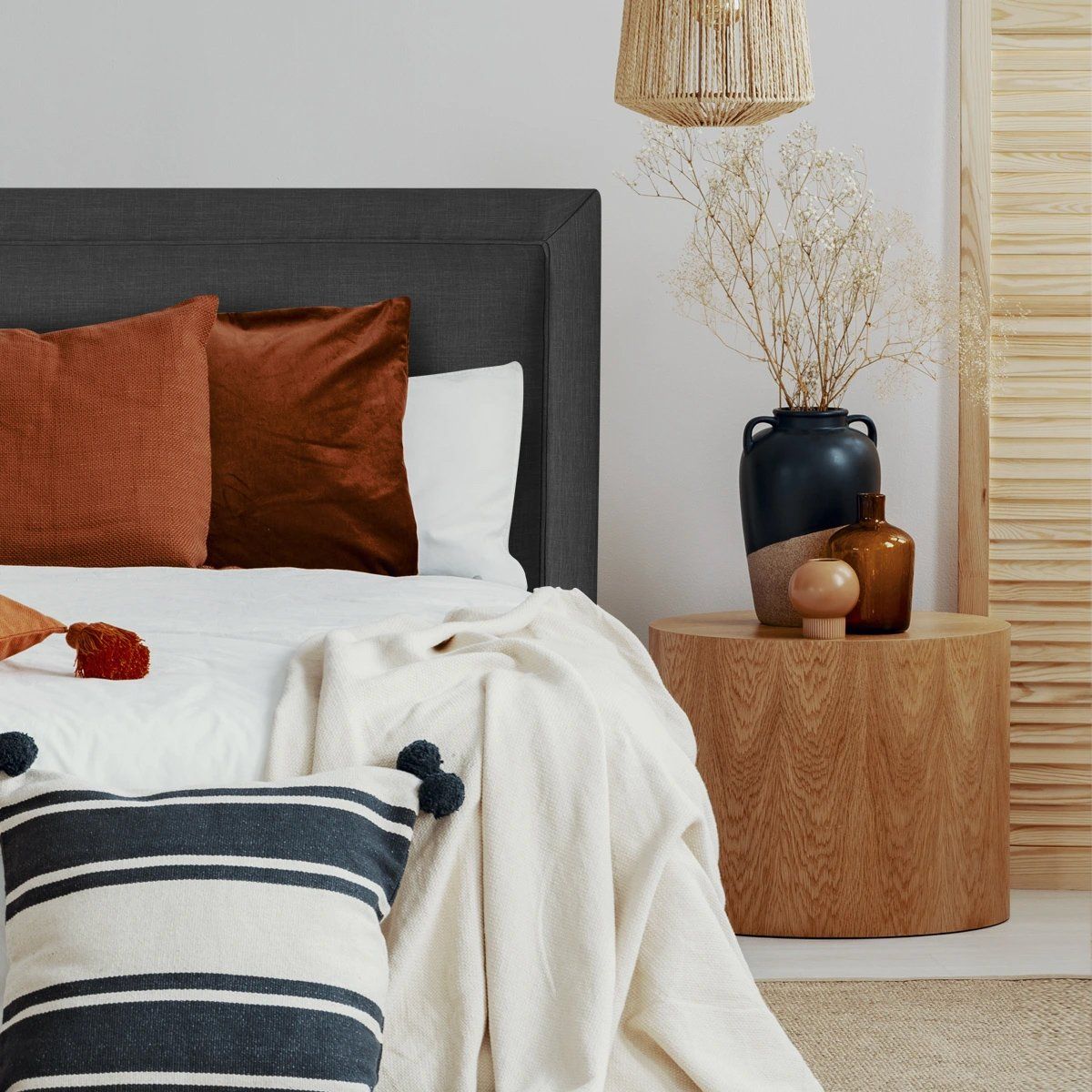 ESPACIO HOGAR - Respaldo de Cama Flat Frame Vivo Lino Grafito - King