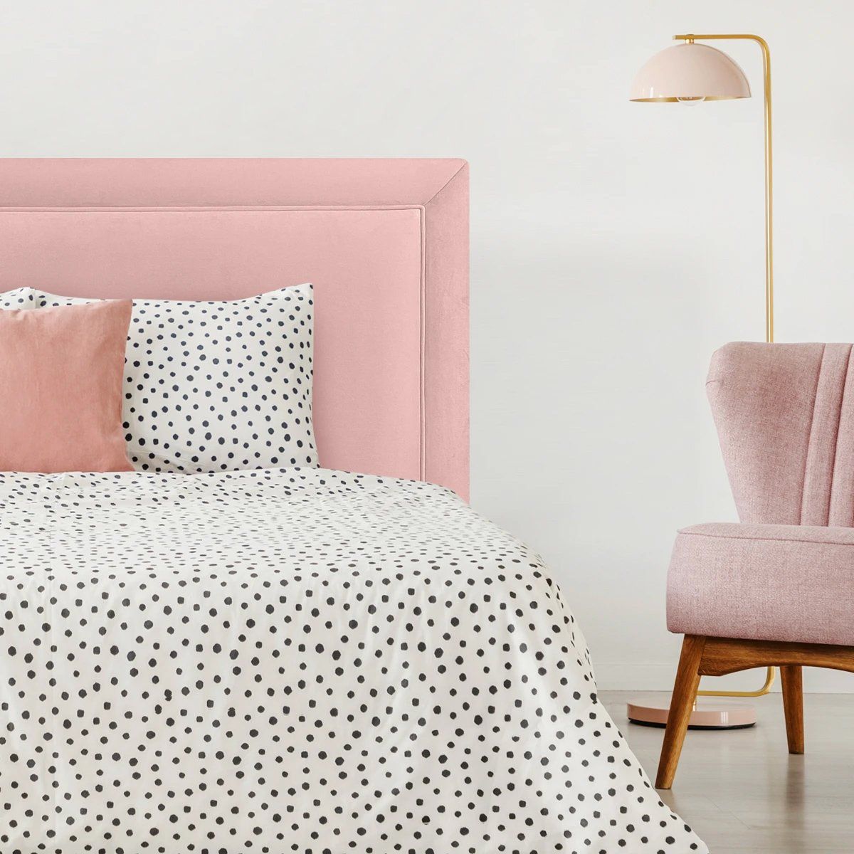 ESPACIO HOGAR - Respaldo de Cama Flat Frame Vivo Felpa Rosado Claro - 2 Plazas