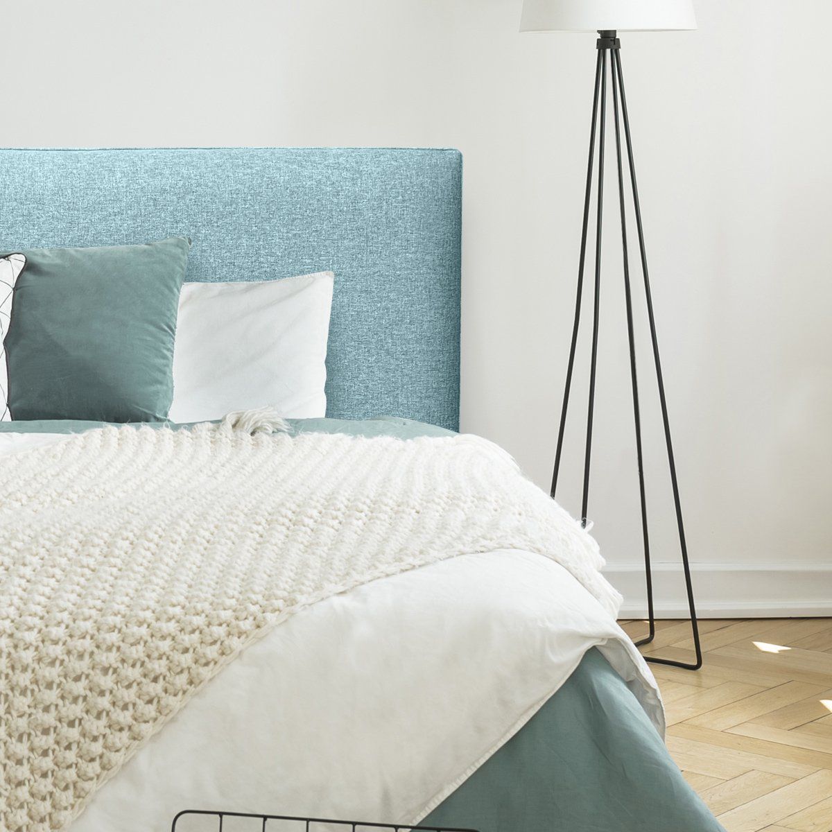 ESPACIO HOGAR - Respaldo de Cama Flat Vivo Lino Verde Jeans - 1 Plaza