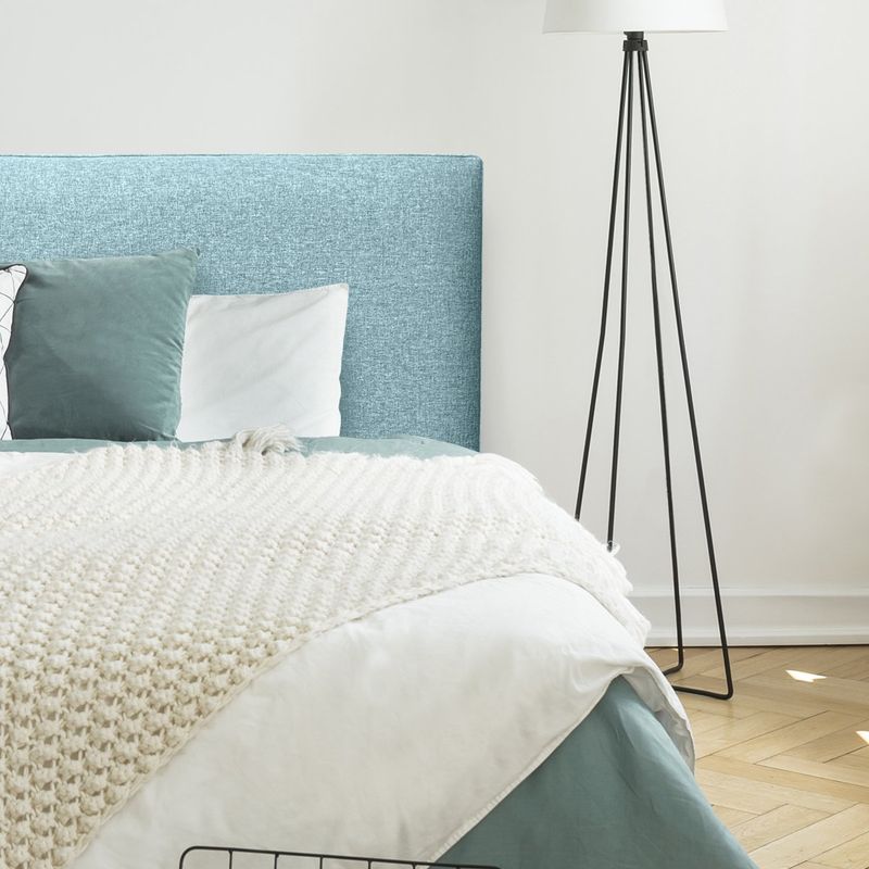 ESPACIO HOGAR - Respaldo de Cama Flat Vivo Lino Verde Jeans 2 Plazas