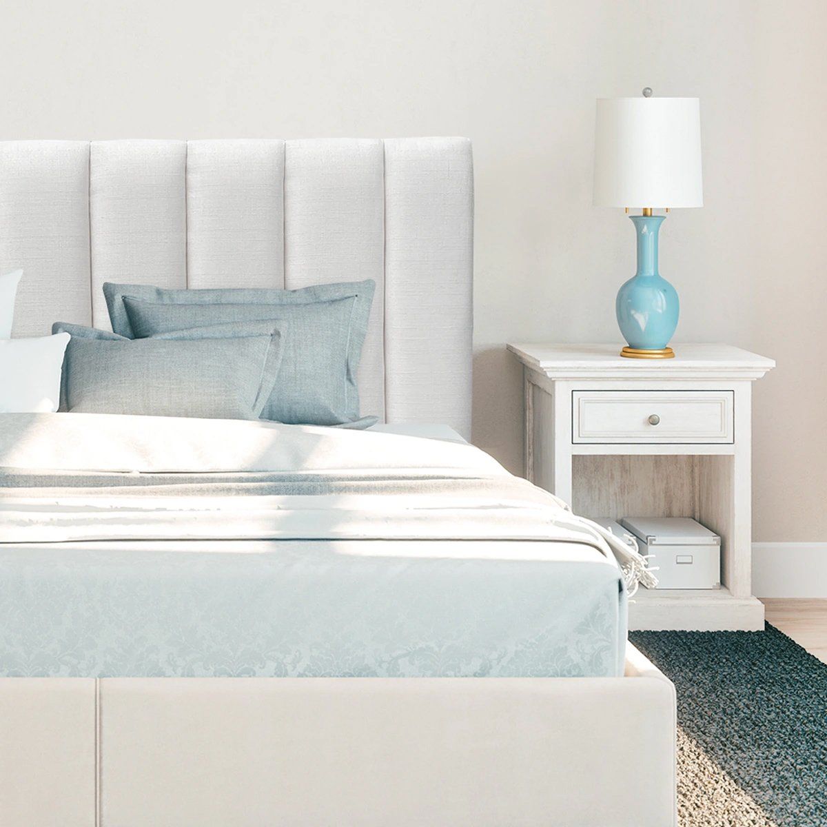 ESPACIO HOGAR - Respaldo de Cama Tubular Vertical Lino Crema - 2 Plazas