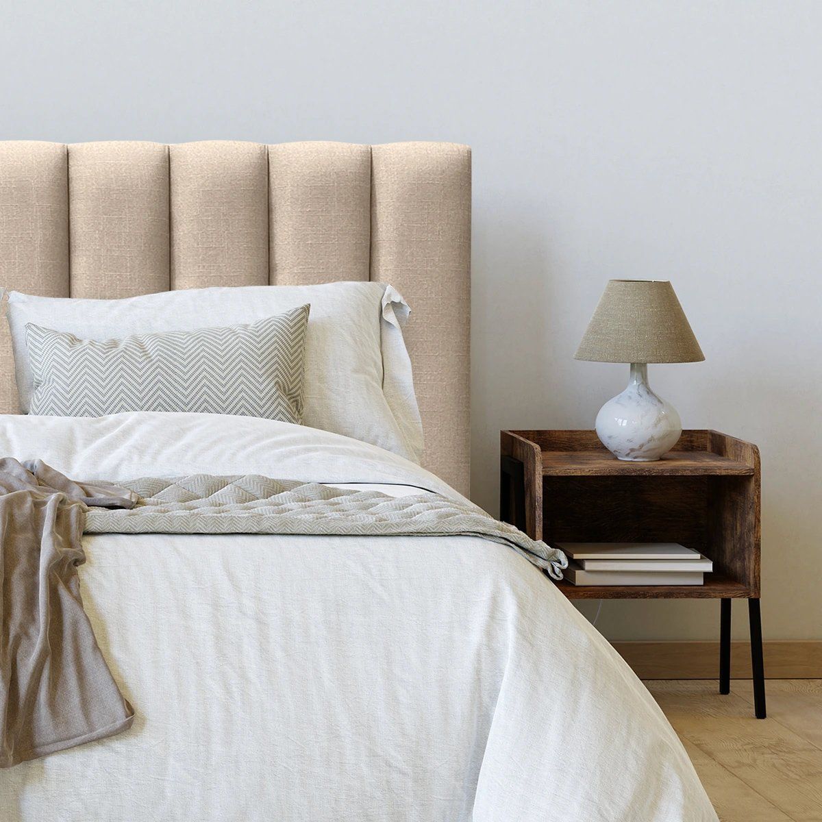 ESPACIO HOGAR - Respaldo de Cama Tubular Vertical Lino Beige - 1 Plaza