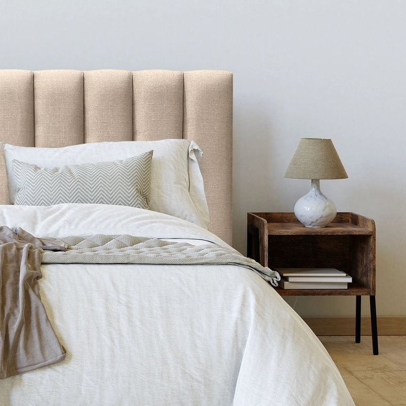 ESPACIO HOGAR - Respaldo de Cama Tubular Vertical Lino  Beige 2 Plazas