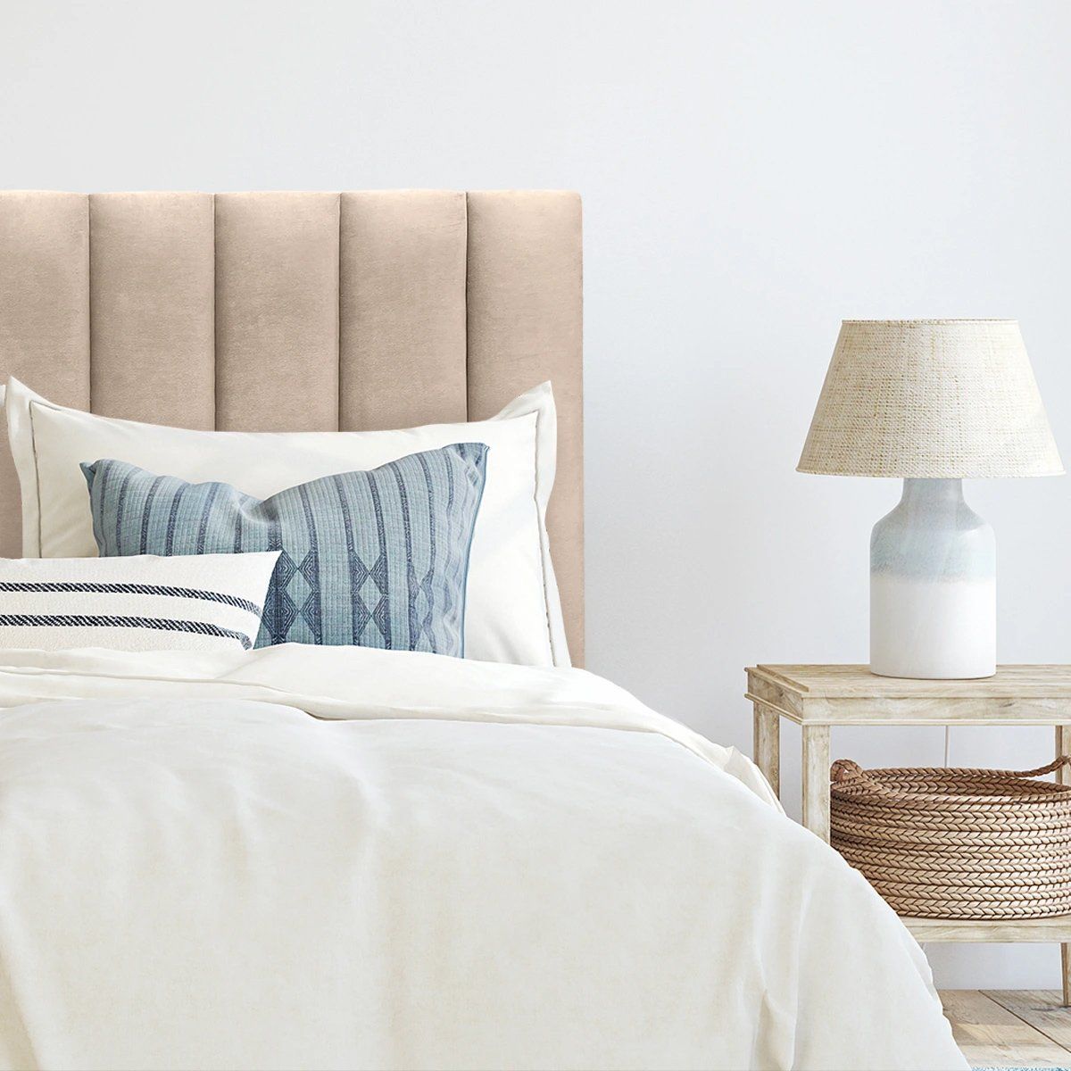 ESPACIO HOGAR - Respaldo de Cama Tubular Vertical Felpa Beige - 1 Plaza