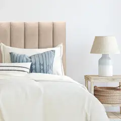 ESPACIO HOGAR - Respaldo de Cama Tubular Vertical Felpa Beige 2 Plazas