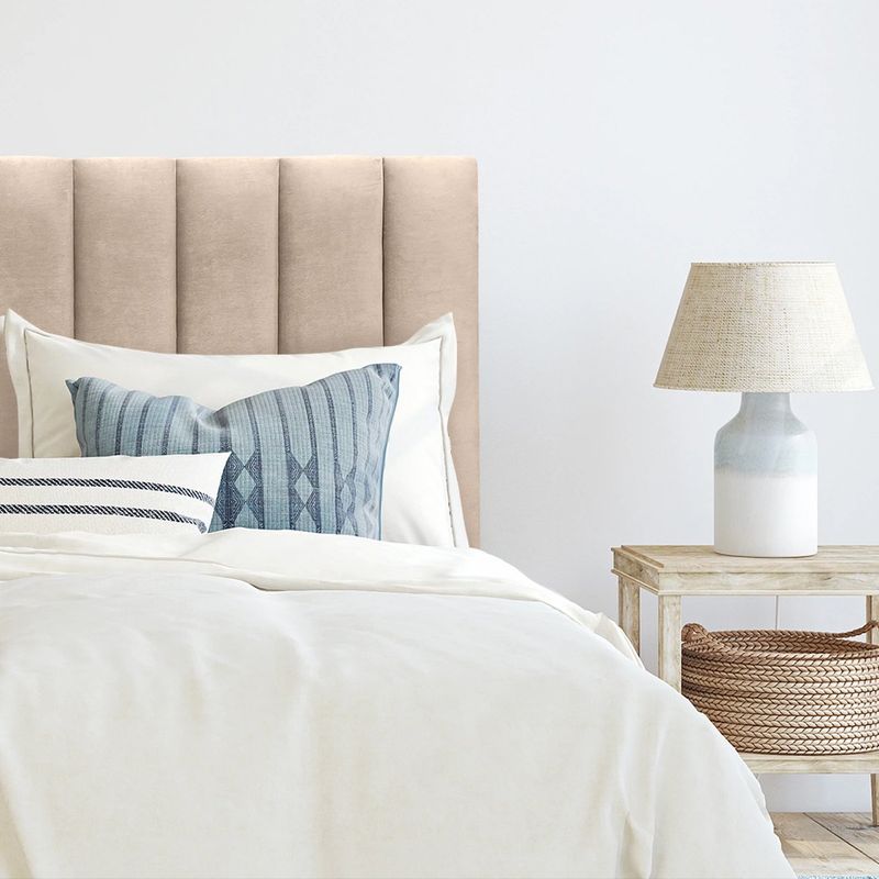 ESPACIO HOGAR - Respaldo de Cama Tubular Vertical Felpa Beige Queen