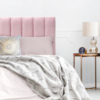 Respaldo de Cama Tubular Vertical Felpa Rosado Claro - 1 Plaza