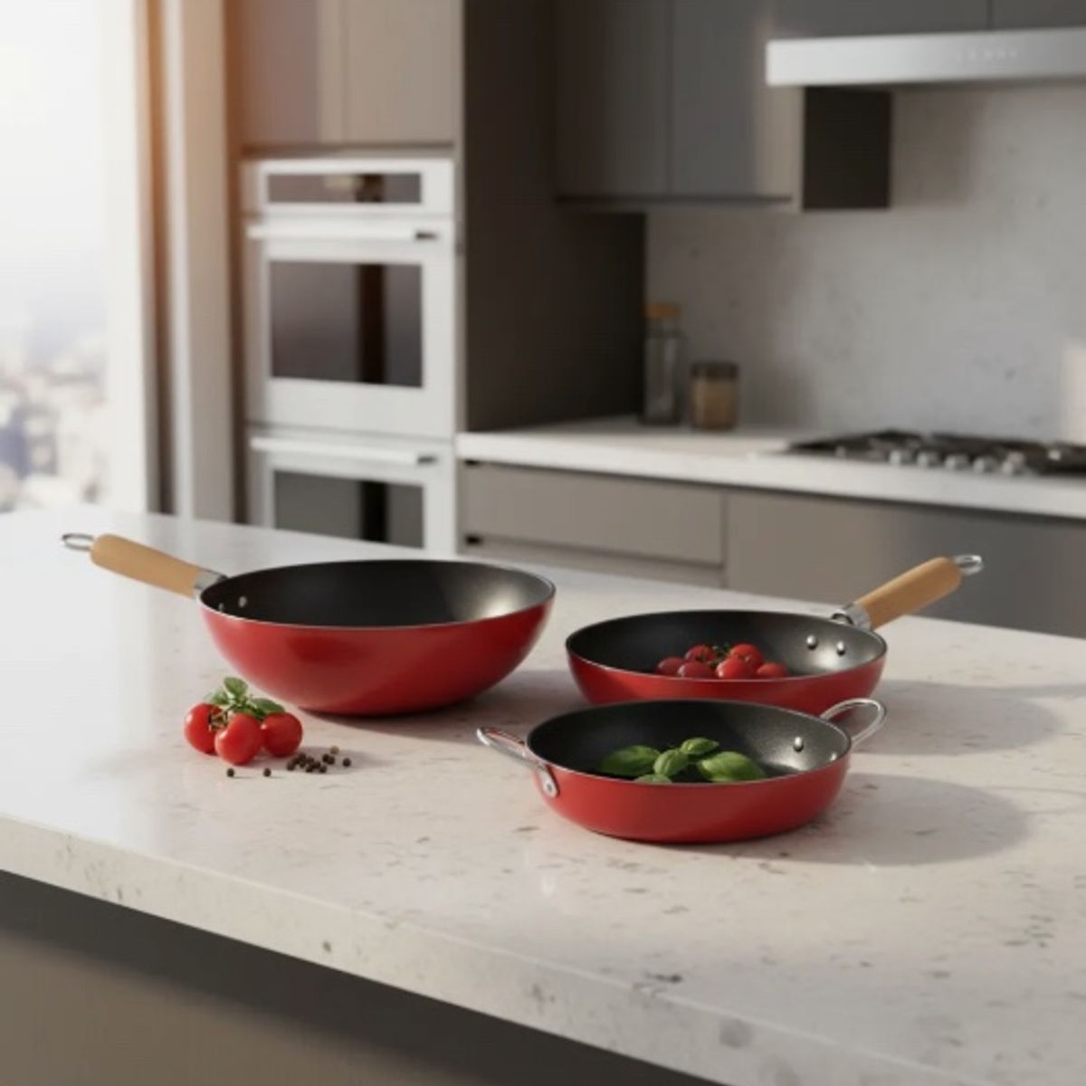 GENERICO - Set De Sarten Wok Y Paila Titanio Antiadherentes