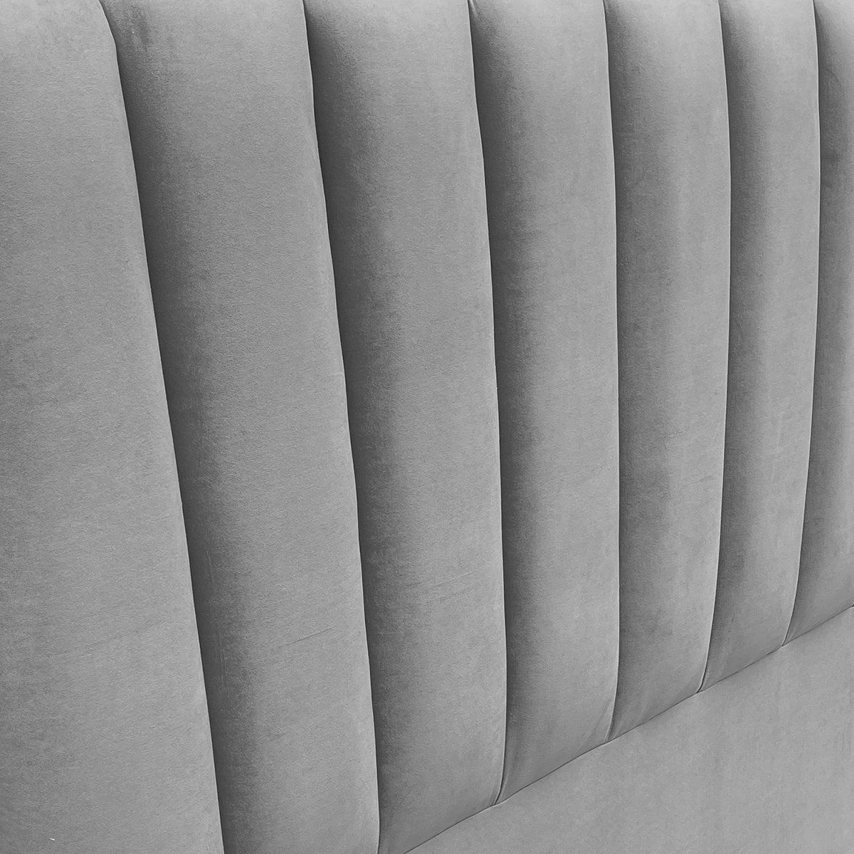 ESPACIO HOGAR - Respaldo de Cama Tubular Vertical Felpa Gris Plata - King