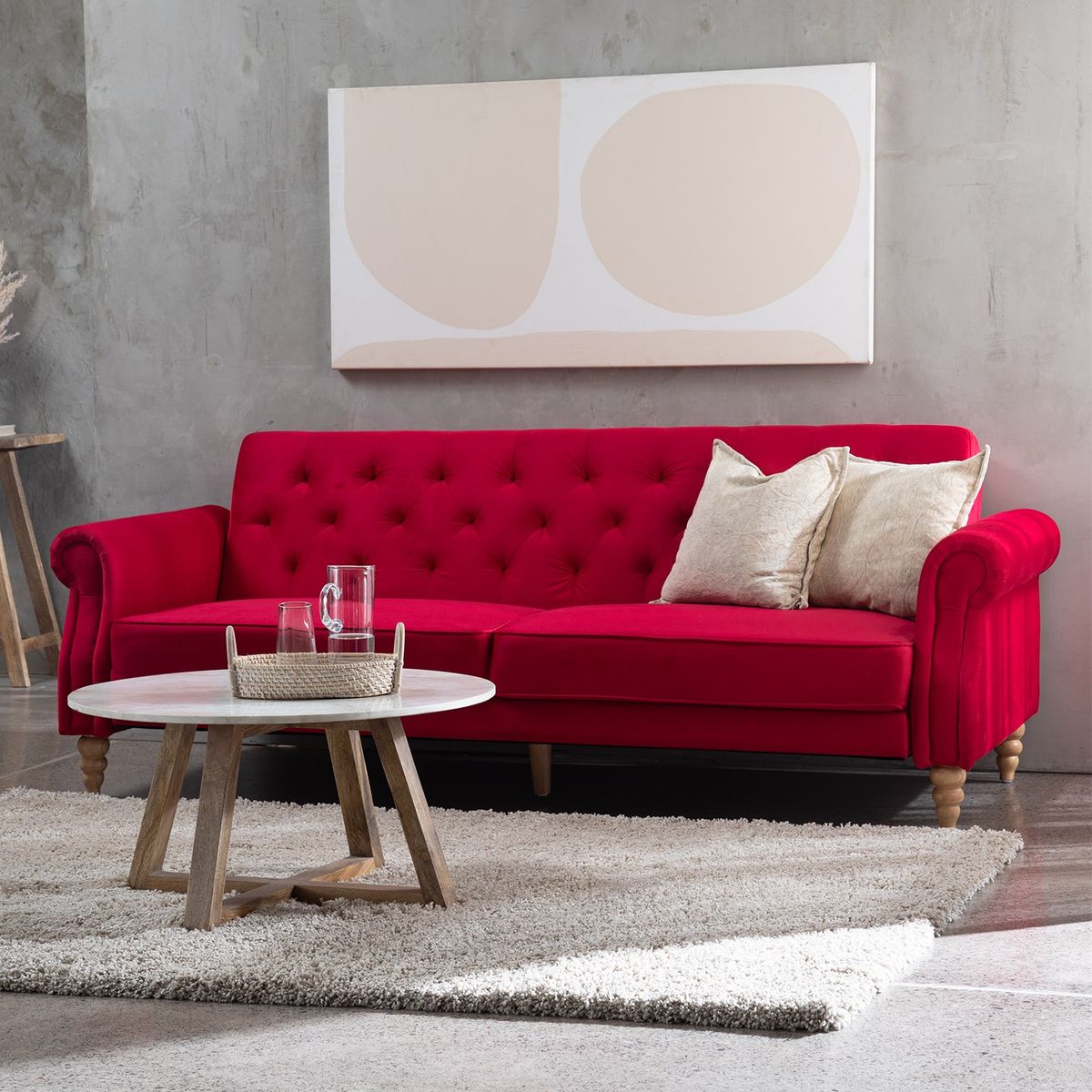 DANIELS - Sofá Futón 3 Cuerpos Clásico Milán Rojo EG2025RE