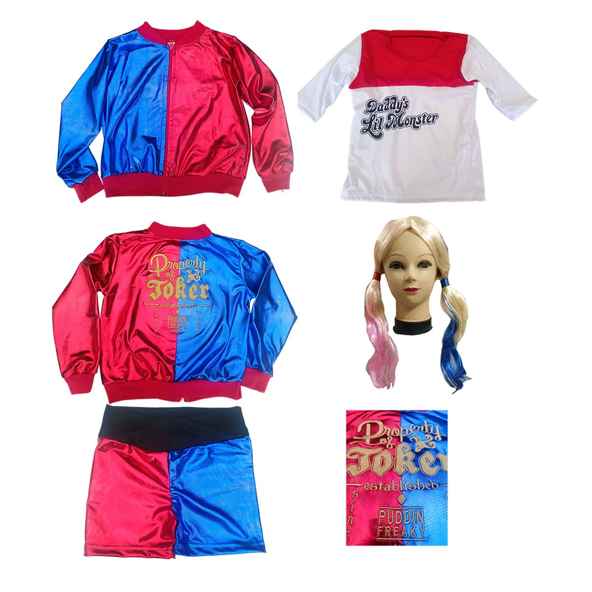 TODODISFRACESCHILE - Disfraz Harley Quinn Deluxe con Peluca Tall 10