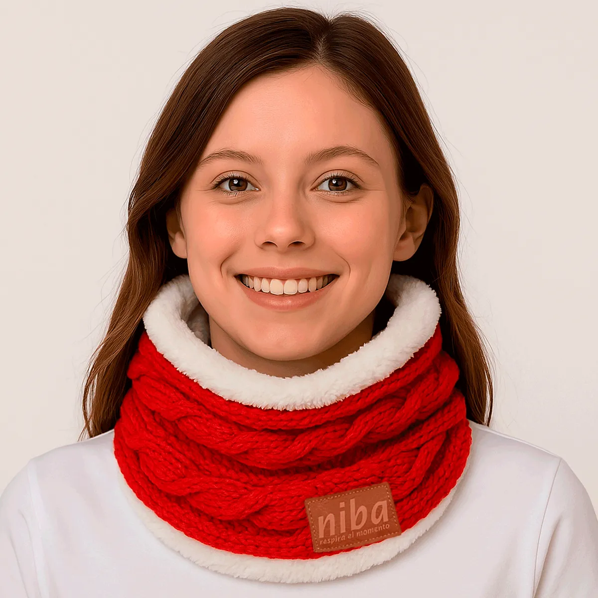 NIBA - Bufanda  Lana Circular Naranjo Niba