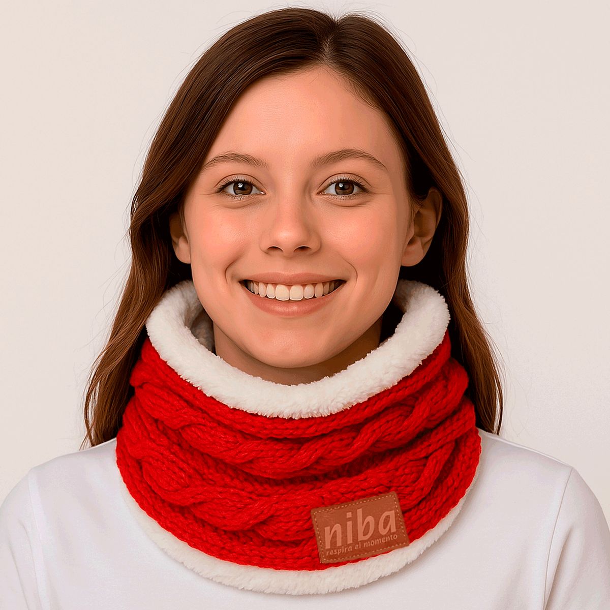 NIBA - Bufanda  Lana Circular Naranjo Niba