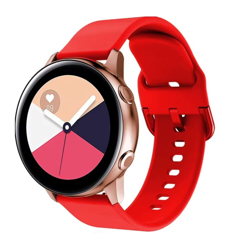 GENERICO - Correa Banda Silicona para Galaxy Watch 4 & 5 y 6 de 20mm Color Rojo