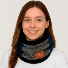 NIBA - Bufanda Lana Circular Azul Gris