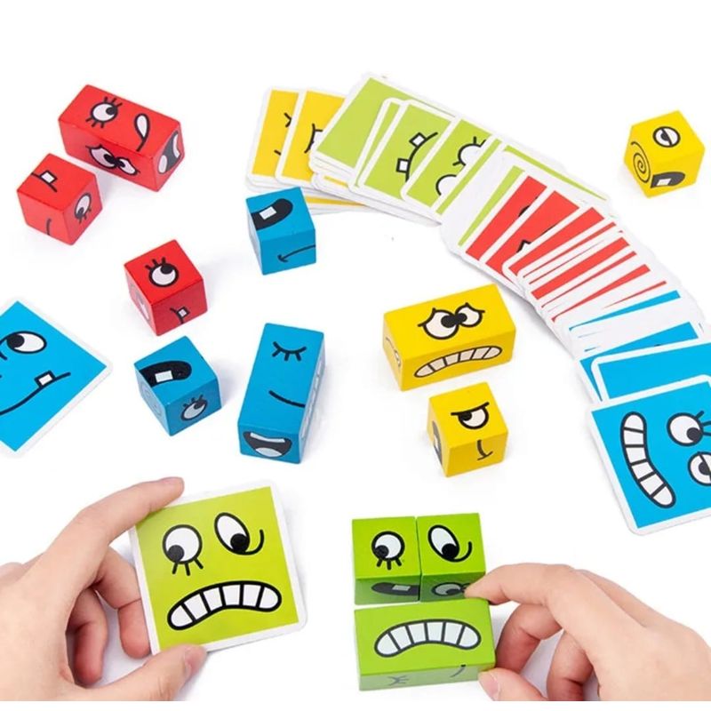 GENERICO - Juego De Puzzle Cubos Didáctico Expresiones Y Emociones