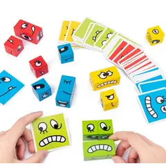 GENERICO - Juego De Puzzle Cubos Didáctico Expresiones Y Emociones