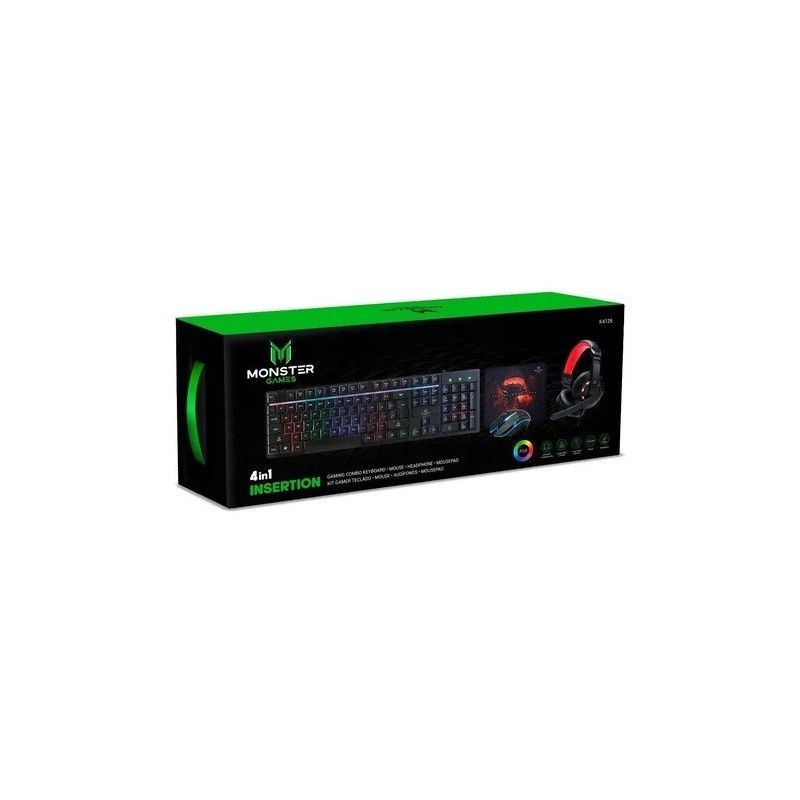MONSTER - KIT TECLADO Y MOUSE MONSTER 4 En 1 Rgb Insertion K4125