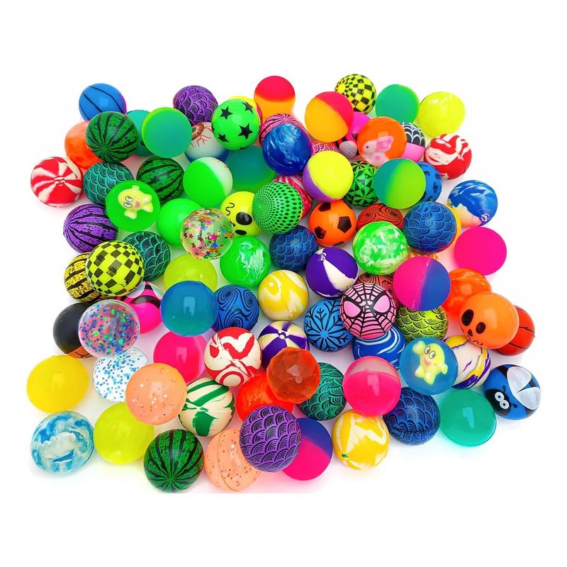 KUANGYE - Pack 100 Pelotas Saltarinas 30mm Juguete Sorpresa Cumpleaños