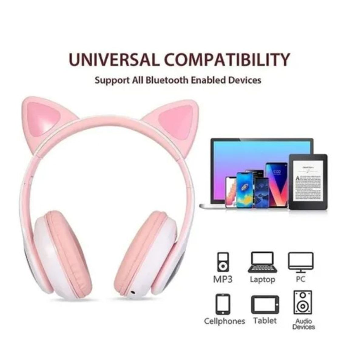 GENERICO - Audifono Bluetooth Pxz-b39 Con Luz Usa Tf Bateria Integrada