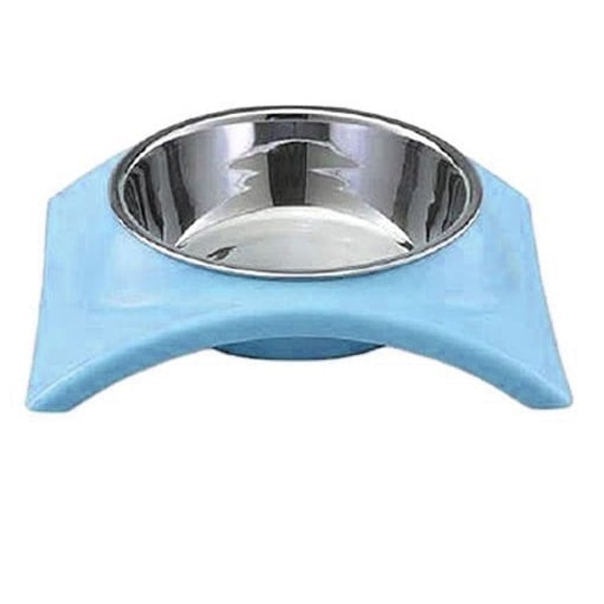 GENERICO - Plato Con Pocillo Acero Inox Mascotas Perros Gatos Celeste