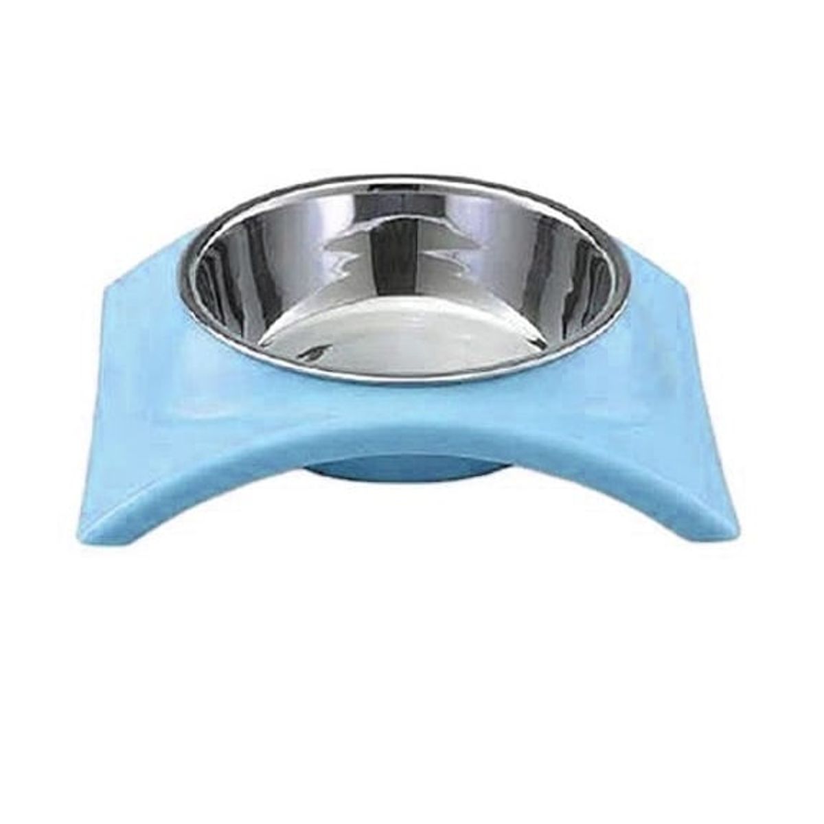 GENERICO - Plato Con Pocillo Acero Inox Mascotas Perros Gatos Celeste