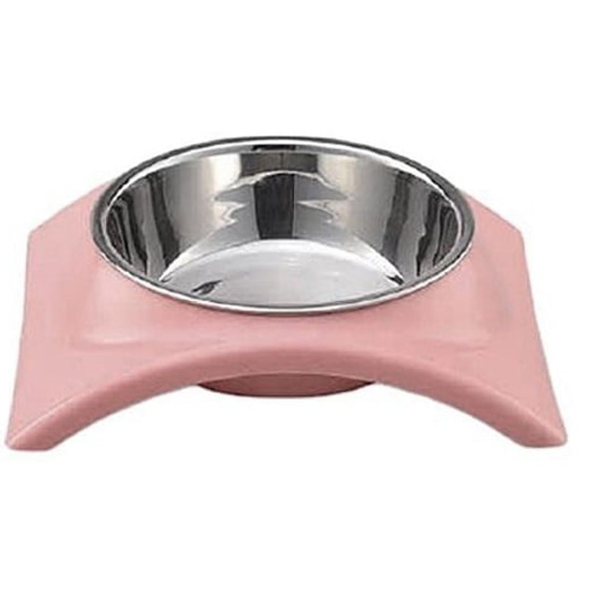GENERICO - Plato Con Pocillo Acero Inox Mascotas Perros Gatos Rosado