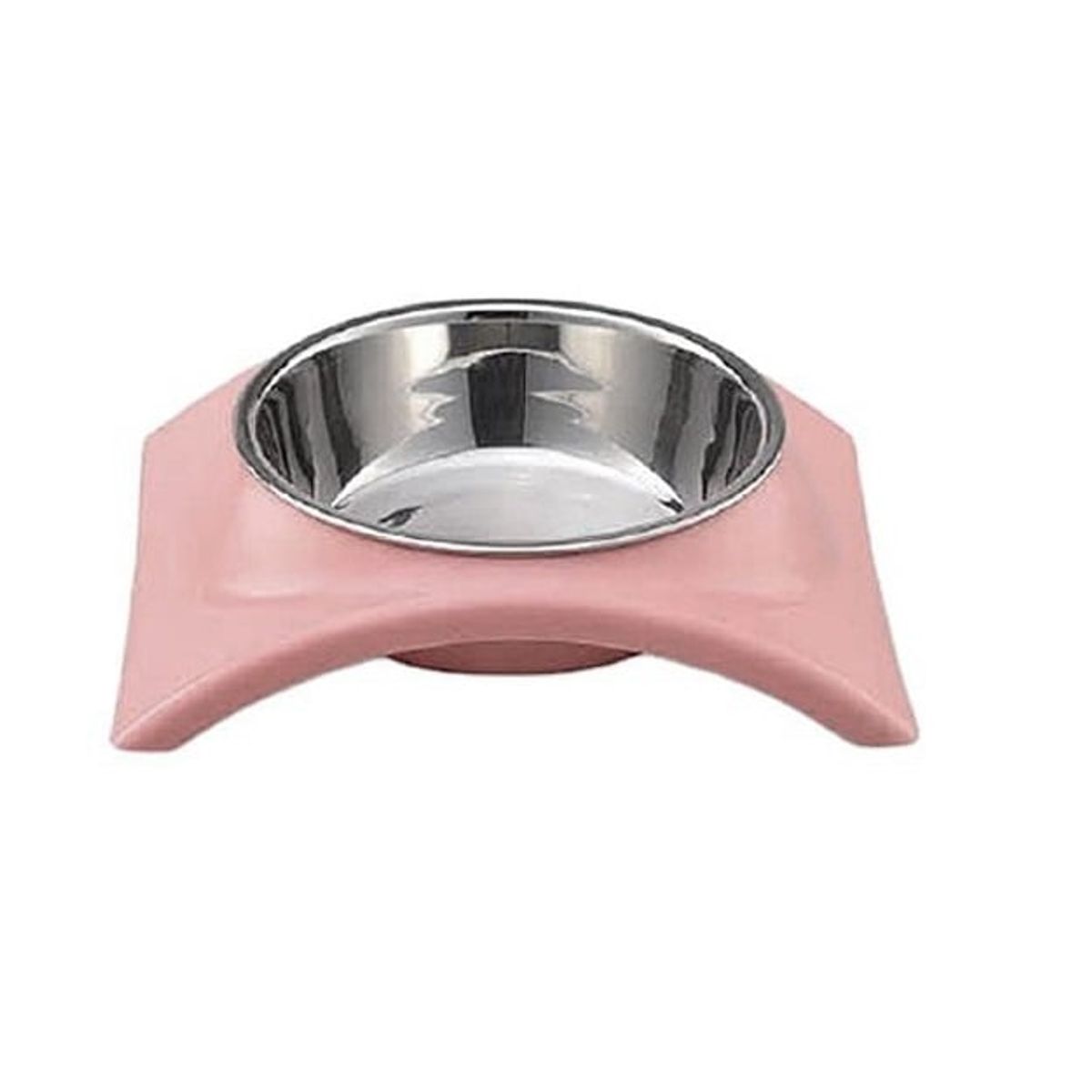 GENERICO - Plato Con Pocillo Acero Inox Mascotas Perros Gatos Rosado