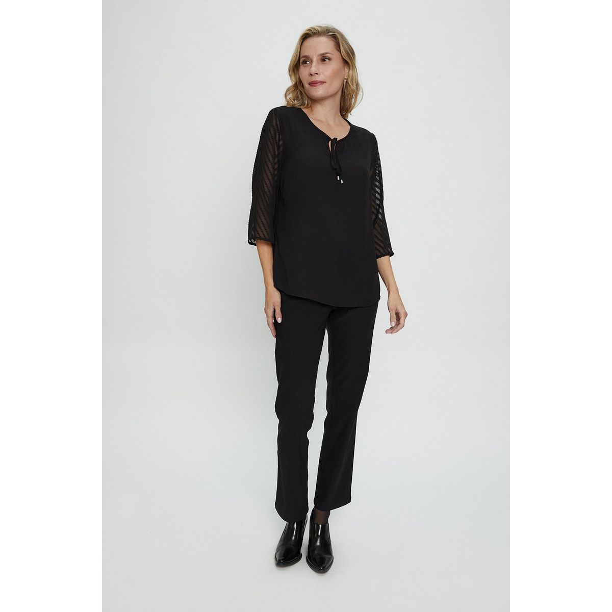 MA GRIFFE - Blusa Manga Larga Negro Mujer Magriffe