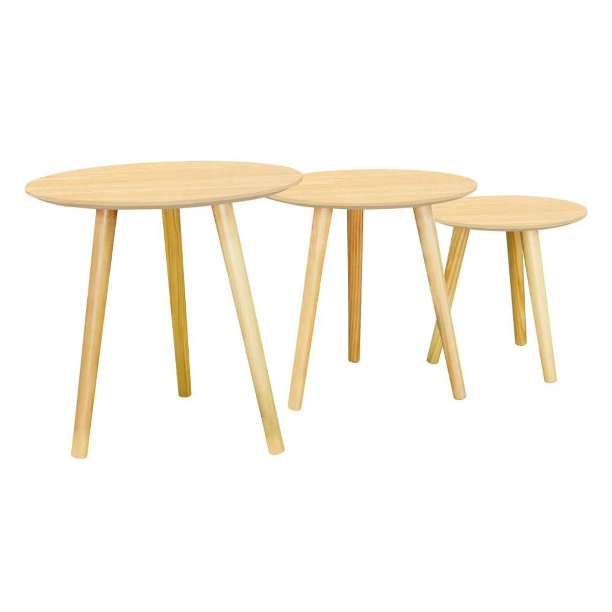 GENERICO - Set 3 Mesas Grape Centro/Lateral Natural