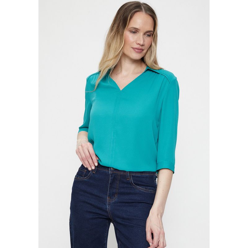 MA GRIFFE - Blusa Manga Larga Verde Cata Mujer Magriffe