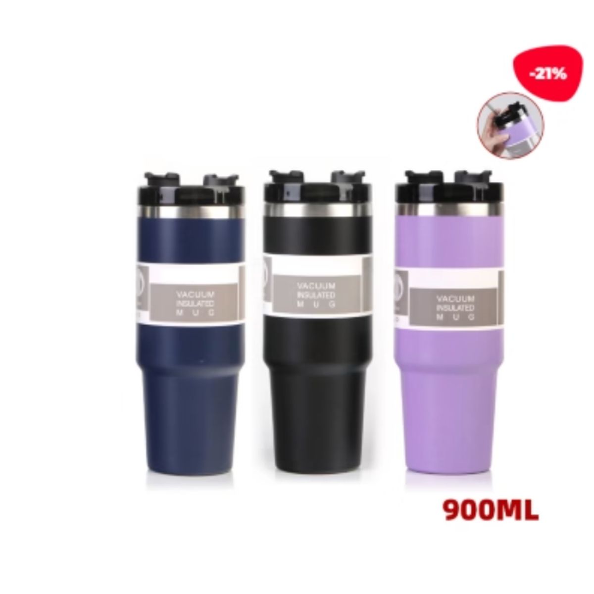 GENERICO - TERMO PARA AGUA CALIENTE CON BOMBILLA 900ML