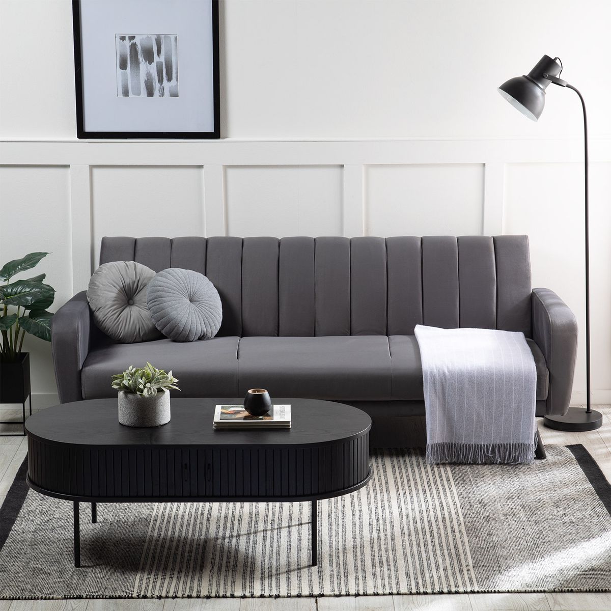 DANIELS - Sofá Futón 3 Cuerpos Clásico Cambridge Gris EG2021GR