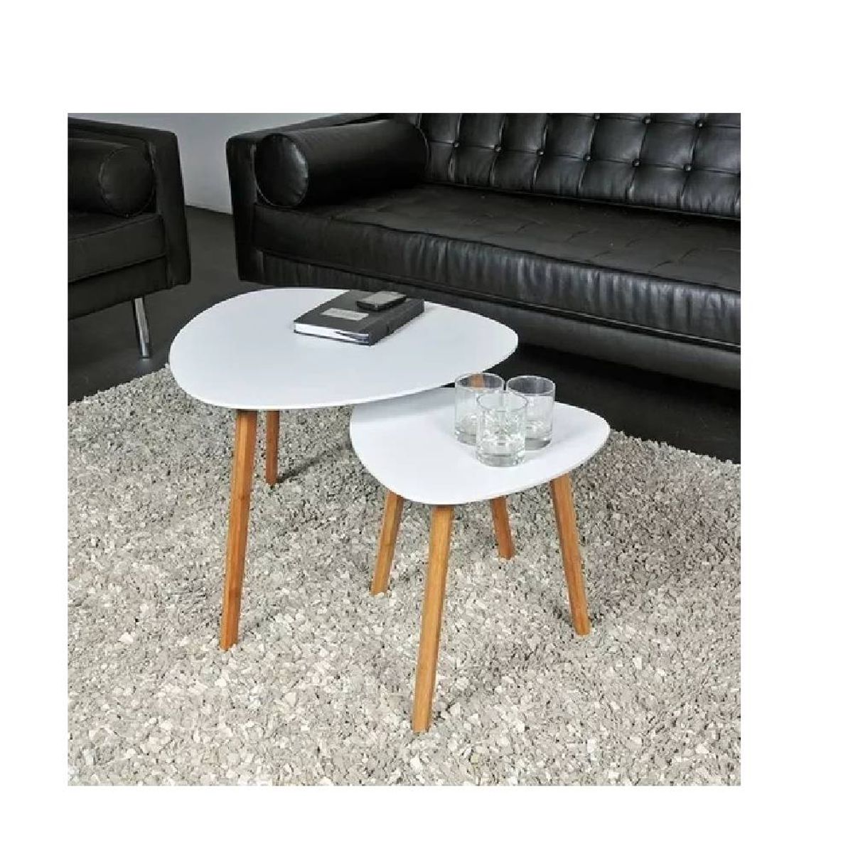 MOAD - Set 2 Mesas Twins Ovalada Blanco