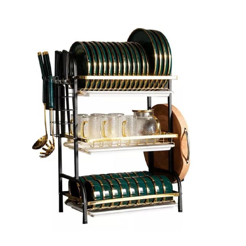 ANGELES DEL HOGAR - Escurridor Trastes Platos 2 Niveles Color Negro Color Oro/Negro