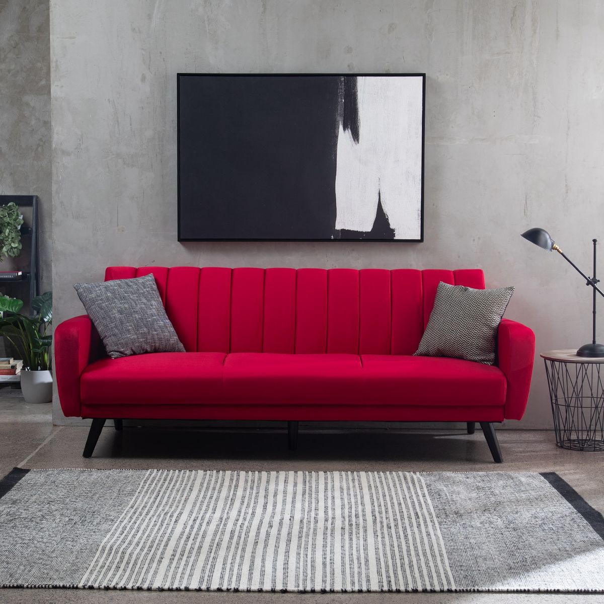 DANIELS - Sofá Futón 3 Cuerpos Clásico Cambridge Rojo EG2021RE