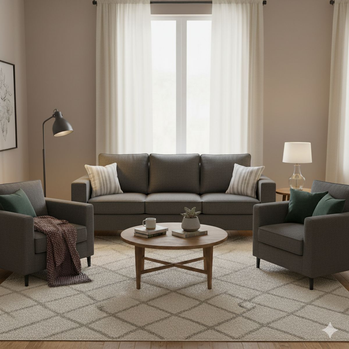 SITIAL HOME - Living 311 Venetto Marengo Sofa 3 cuerpos + 2 Poltronas  resortes