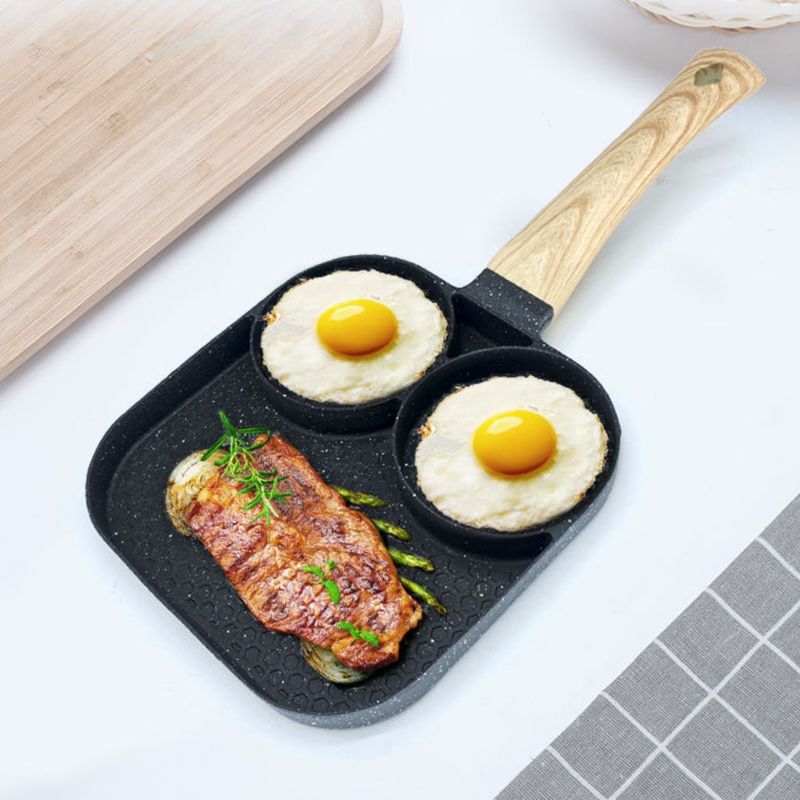 HOMESTAR - Sartén Multifuncional Tres Secciones para Huevos Desayuno Hamburguesa