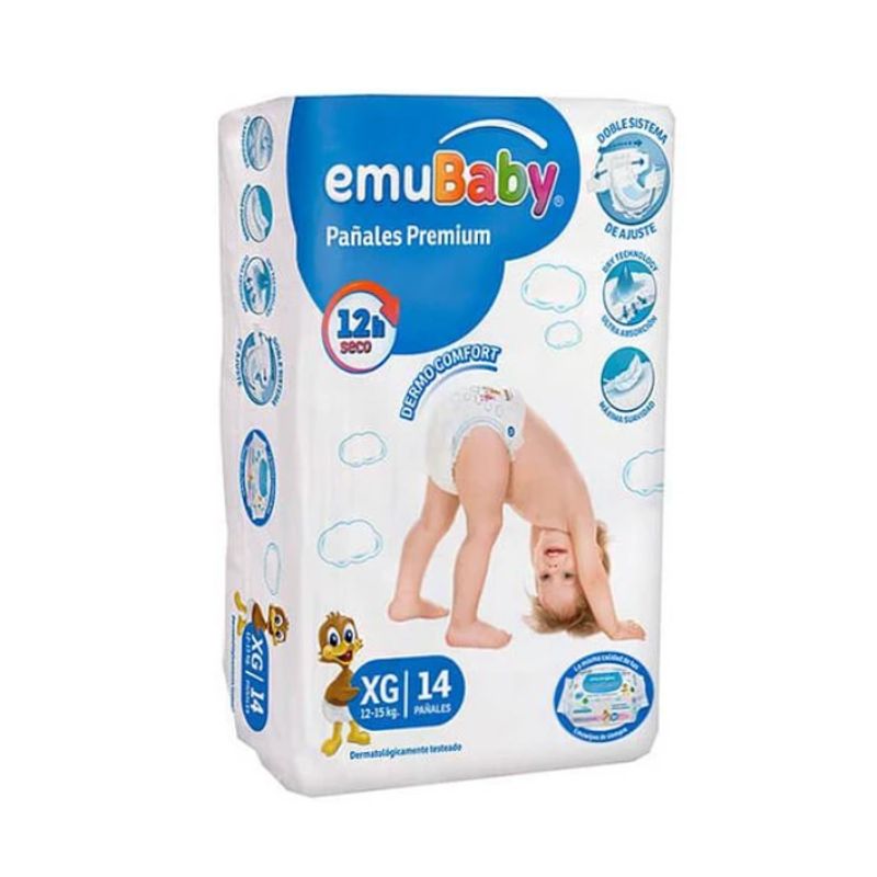 EMUBABY - Pañal Infantil Premium Talla XG x 14 Und - Emubaby