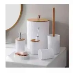 GENERICO - Set Juego de Baño Elegante Blanco Accesorios