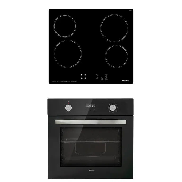 GRONER Kit Horno Encimera Black Digital 4Q