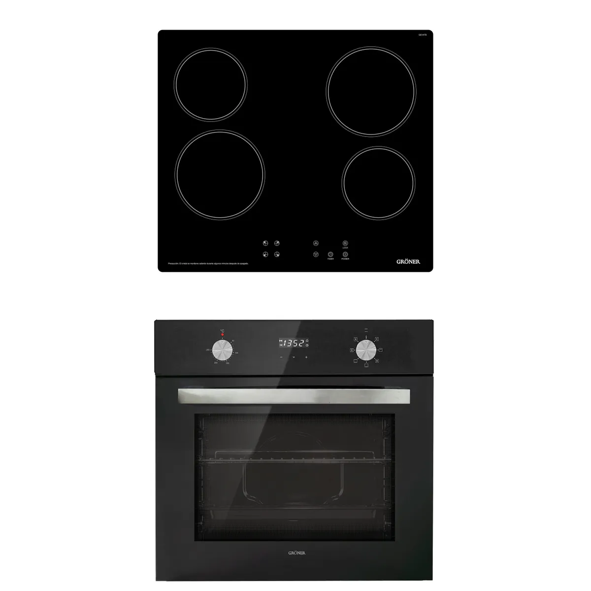 GRONER - Kit Horno Encimera Black Digital 4Q