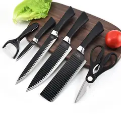 HOMESTAR - Set Cuchillo Cocina Acero Inoxidable Antibacterial 6 Pzs