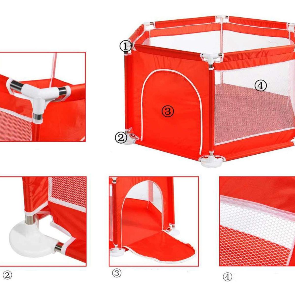 IMPORTCLICK - Piscina Corral Infantil Bebe Estimulacion Pelotas Rojo